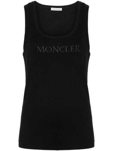 Women's Embroidered Logo Sleeveless Black - MONCLER - BALAAN 1