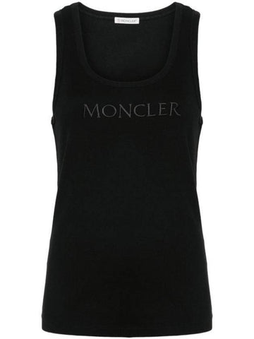 Women's Embroidered Logo Sleeveless Black - MONCLER - BALAAN 1