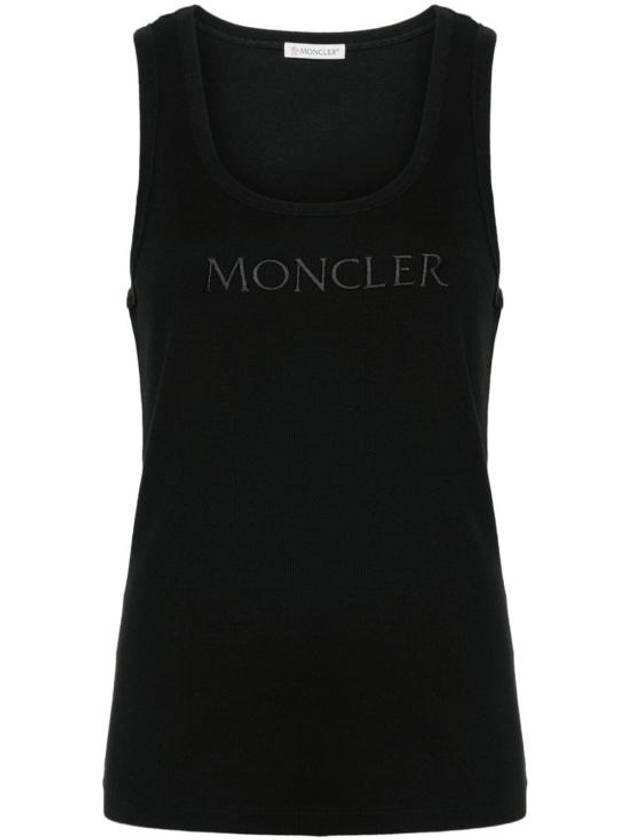 Women's Embroidered Logo Sleeveless Black - MONCLER - BALAAN 1