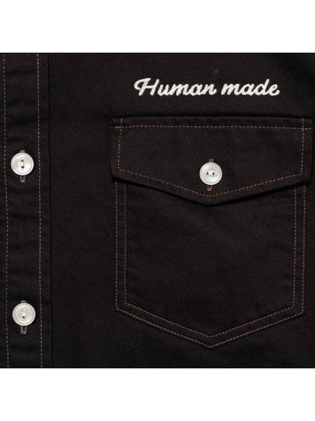 Cotton Twill Long Sleeve Shirt Black - HUMAN MADE - BALAAN 4