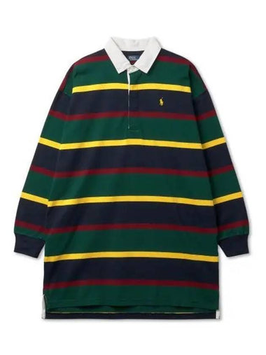 W Striped Cotton Jersey Rugby Dress Green - POLO RALPH LAUREN - BALAAN 1