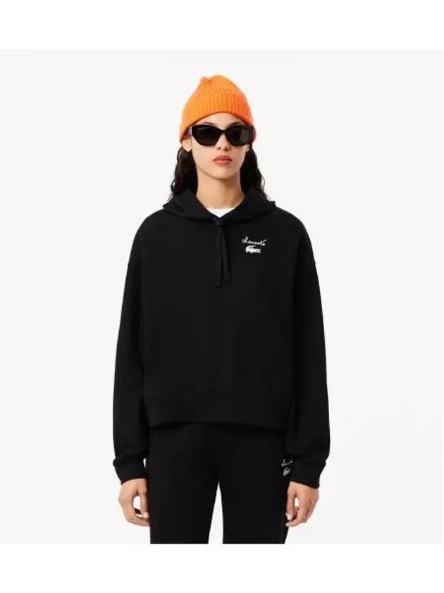 Women s Graphic Point Hooded Sweatshirt Black - LACOSTE - BALAAN 1