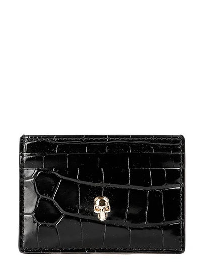 Skull Crocodile Leather Card Wallet Black - ALEXANDER MCQUEEN - BALAAN 2