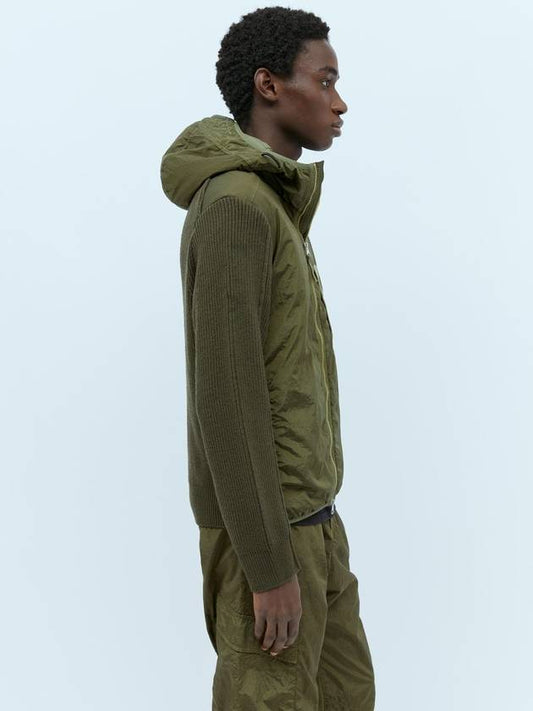 PrimaLoft-TC Knit Nylon Zip Up Hoodie Khaki - STONE ISLAND - BALAAN 1