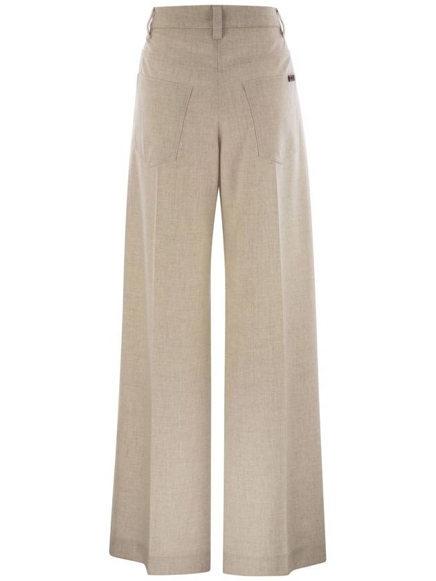 Wide high-waisted wool and cashmere trousers with necklace - BRUNELLO CUCINELLI - BALAAN 2