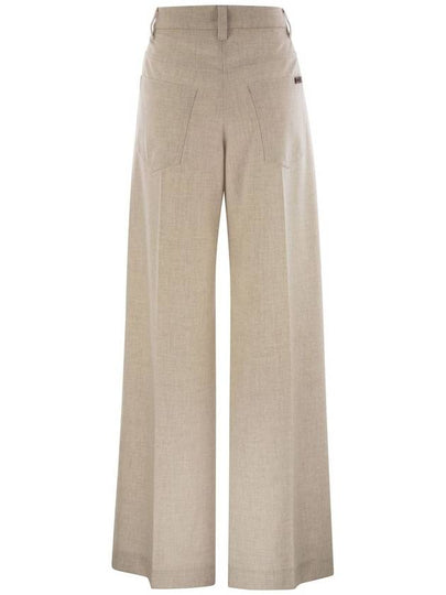 Wide high-waisted wool and cashmere trousers with necklace - BRUNELLO CUCINELLI - BALAAN 2