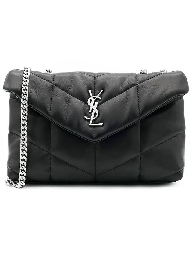 Toy Puffer Leather Shoulder Bag Black - SAINT LAURENT - BALAAN 3