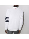 4 Bar Open Raschel Stitch V Neck Cardigan White - THOM BROWNE - BALAAN 4