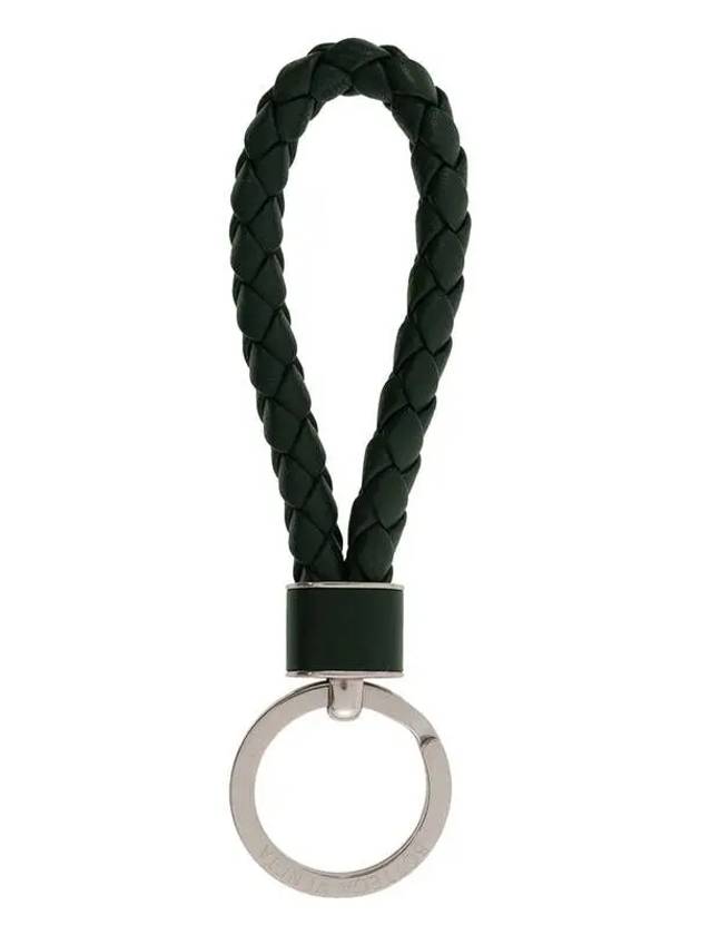 Intrecciato Leather Key Holder Dark Green - BOTTEGA VENETA - BALAAN 2