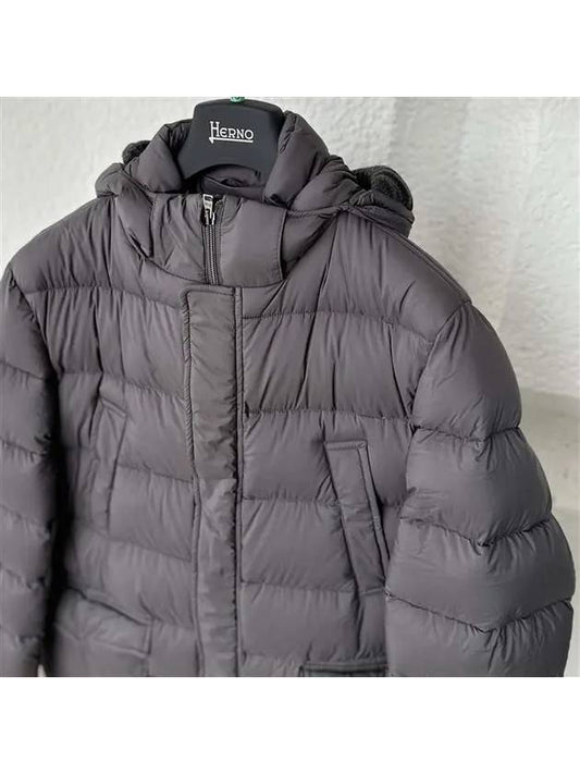hood knit trim padded coat dark gray - HERNO - BALAAN 2