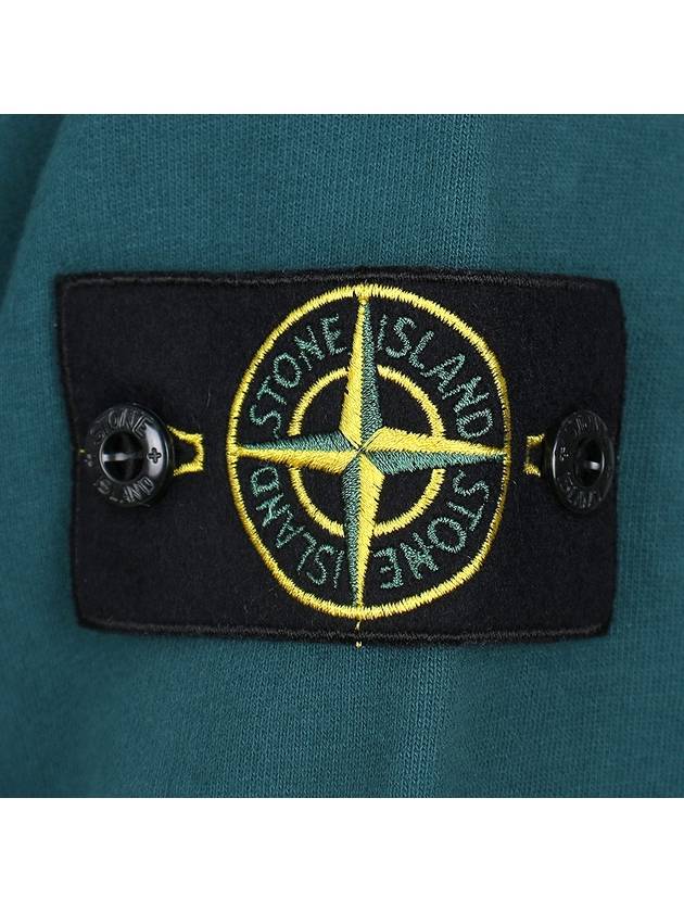 Tape For Print Brushed Cotton Fleece Hoodie Petrol Green - STONE ISLAND - BALAAN 6