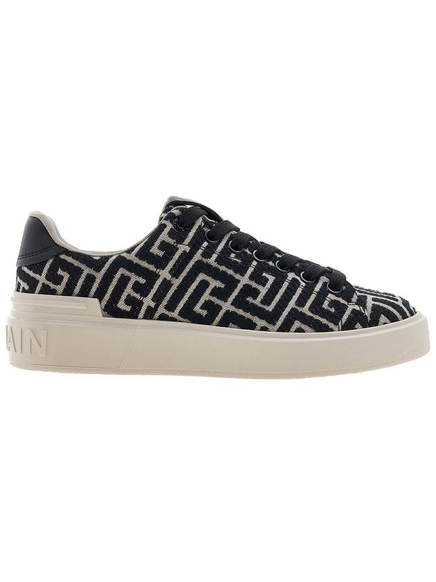 B Court Jacquard Monogram Low Top Sneakers Black - BALMAIN - BALAAN 3