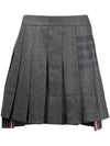 4-bar striped flannel wool pleated A-line skirt gray - THOM BROWNE - BALAAN 1