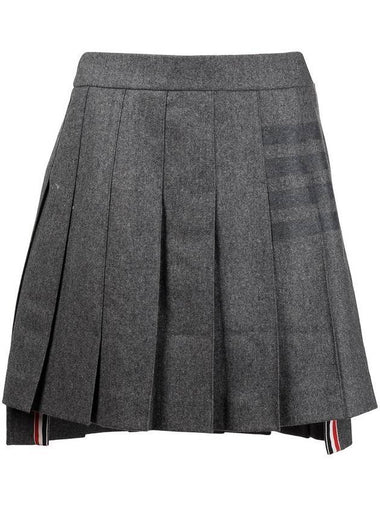 Wool 4 Bar Striped Flannel Pleated Skirt Grey - THOM BROWNE - BALAAN 1