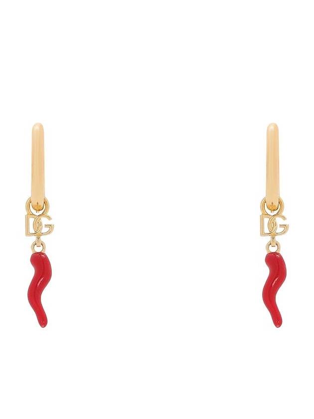 Gold Tone Creole Earrings With Horn In Brass Woman - DOLCE&GABBANA - BALAAN 1