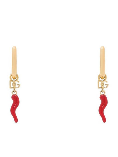 Gold Tone Creole Earrings With Horn In Brass Woman - DOLCE&GABBANA - BALAAN 1