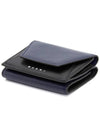 Men's Compact Tri-Fold Leather Half Wallet Black - MARNI - BALAAN 4