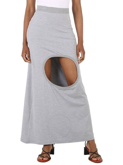 Women's Melange Stretch Silk Jersey A-Line Skirt Gray - BURBERRY - BALAAN 2