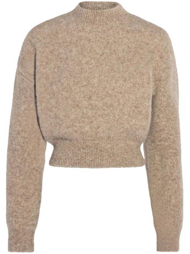 Intarsia Knit Logo Crew Neck Knit Top Beige - JACQUEMUS - BALAAN 1