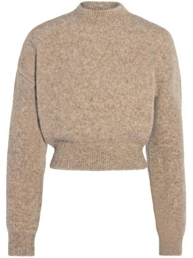 Intarsia Knit Logo Crew Neck Knit Top Beige - JACQUEMUS - BALAAN 1