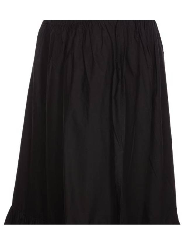 Cotton Poplin Maxi Flounce Long A-Line Skirt Black - GANNI - BALAAN 4