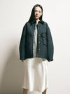 Round quilted trucker jacket navy - FFEFF STUDIO - BALAAN 1