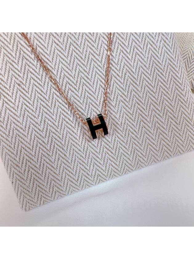 Mini Pop H Pendant Rose Gold & Noir - HERMES - BALAAN 7