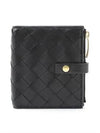 Intrecciato Zipper Half Wallet Black - BOTTEGA VENETA - BALAAN 2