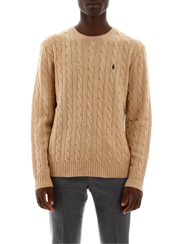 Embroid Logo Cable Knit Top Camel Melange - POLO RALPH LAUREN - BALAAN 3