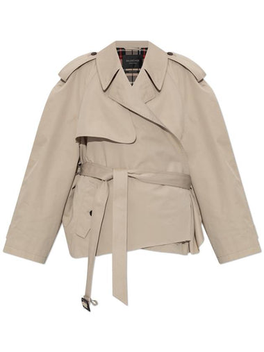 Balenciaga Short Trench Coat, Women's, Beige - BALENCIAGA - BALAAN 1