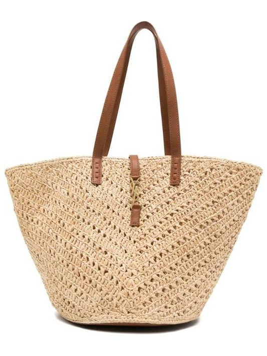 Panier Medium Raffia Tote Bag Beige - SAINT LAURENT - BALAAN 1