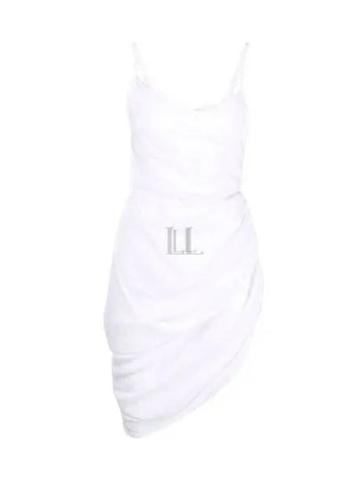 La Robe Saudade Asymmetric Draped Midi Dress White - JACQUEMUS - BALAAN 2