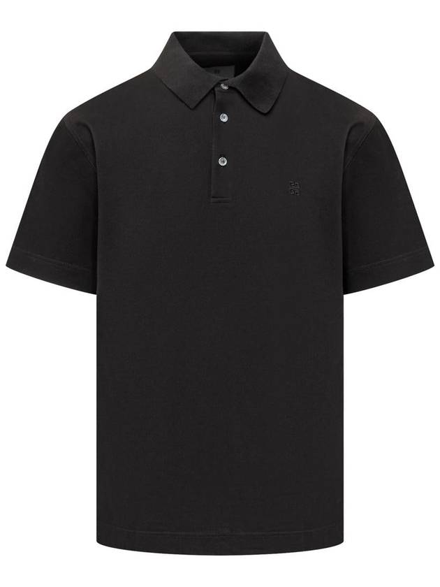 Embroidered Logo Cotton Polo Shirt Black - GIVENCHY - BALAAN 2