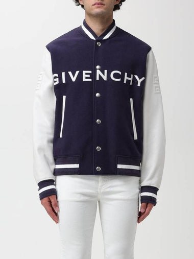 Givenchy jacket in leather and wool blend with logo - GIVENCHY - BALAAN 1