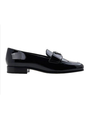 Brushed Patent Leather Loafers Black - PRADA - BALAAN 1