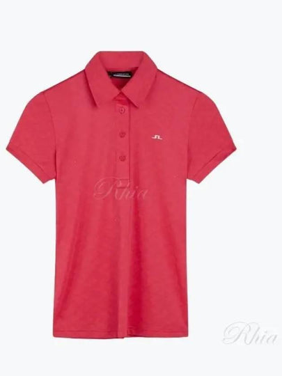 Alaya Jacquard Short Sleeve Polo Shirt Azalea - J.LINDEBERG - BALAAN 2