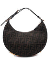 Fendigraphy FF Logo Small Fabric Hobo Shoulder Bag Brown - FENDI - BALAAN 5