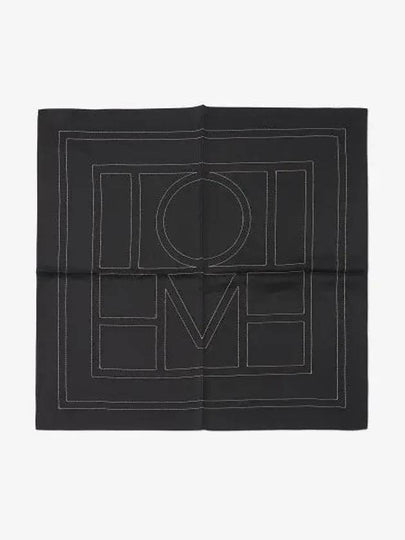 Embroidered Monogram Silk Scarf Black - TOTEME - BALAAN 2