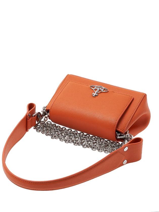 Hazel Logo Plaque Small Leather Shoulder Bag Orange - VIVIENNE WESTWOOD - BALAAN 5