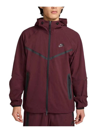 Tech Woven Full Zip Windbreaker Burgundy Crush - NIKE - BALAAN 1