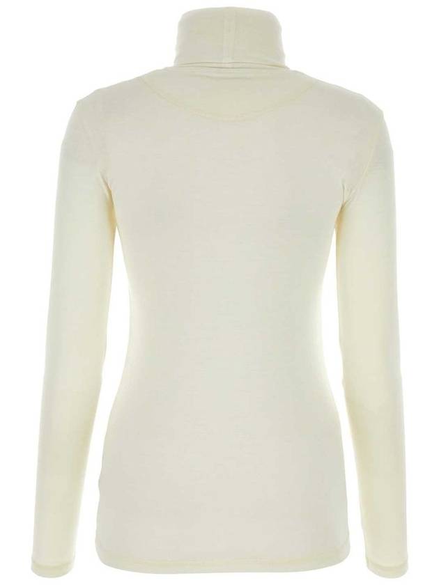 Women's Logo Print High Neck Long Sleeve T-Shirt Natural - JIL SANDER - BALAAN 3