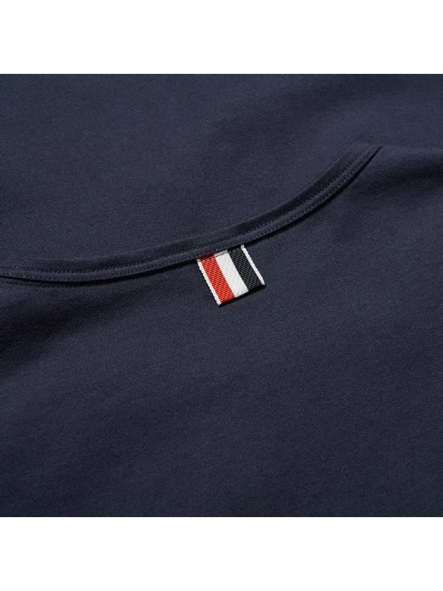 Men's Medium Weight Jersey Tipped Pocket Crewneck Short Short Sleeve T-Shirt Navy - THOM BROWNE - BALAAN 5