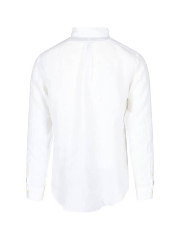 Embroidered Pony Linen Long Sleeve Shirt White - POLO RALPH LAUREN - BALAAN 3