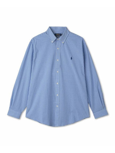 Check Poplin Long Sleeve Shirt Blue - POLO RALPH LAUREN - BALAAN 1