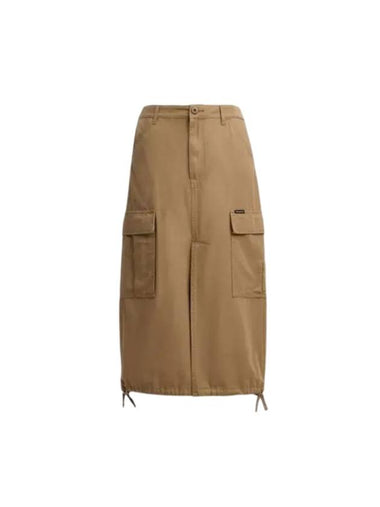 Women's Cargo Maxi Organic Cotton A-Line Skirt Khaki - COACH - BALAAN 1