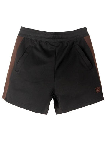 Acne 20SS CE0007 900 Face Patch Panel Track Shorts Pants Black Men's Pants TJ - ACNE STUDIOS - BALAAN 1