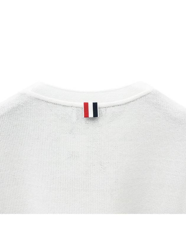 Textured Cotton Stripe Short Sleeve T-Shirt White - THOM BROWNE - BALAAN 6