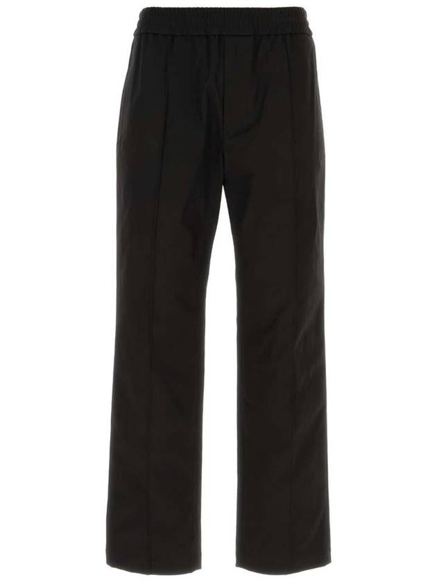 Rubber Rise V Detail Stretch Cotton Canvas Straight Pants Black - VALENTINO - BALAAN 2