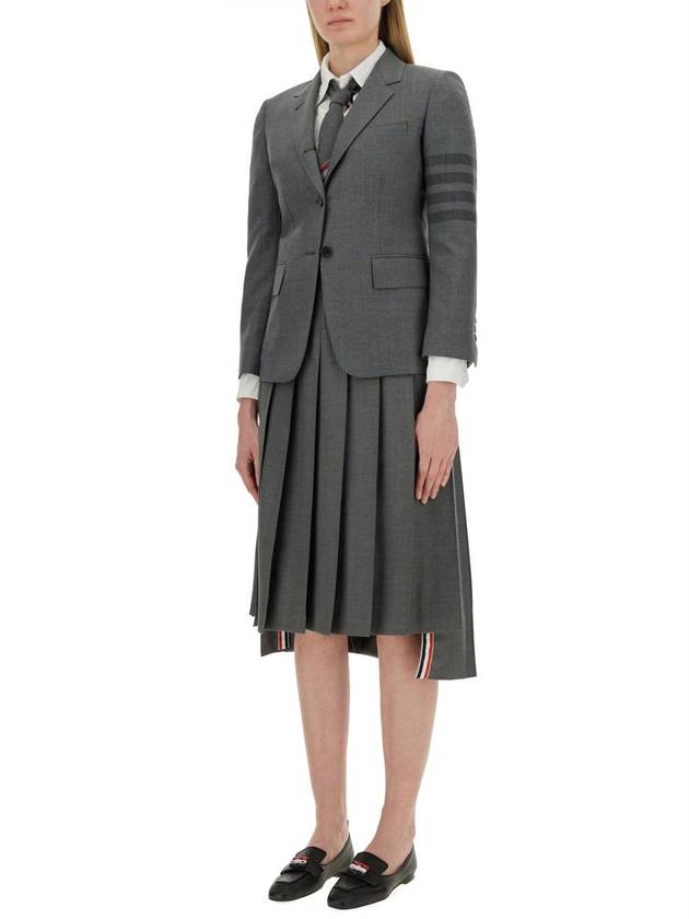 Super 120S Twill Below Knee Pleated Skirt Medium Grey - THOM BROWNE - BALAAN 3