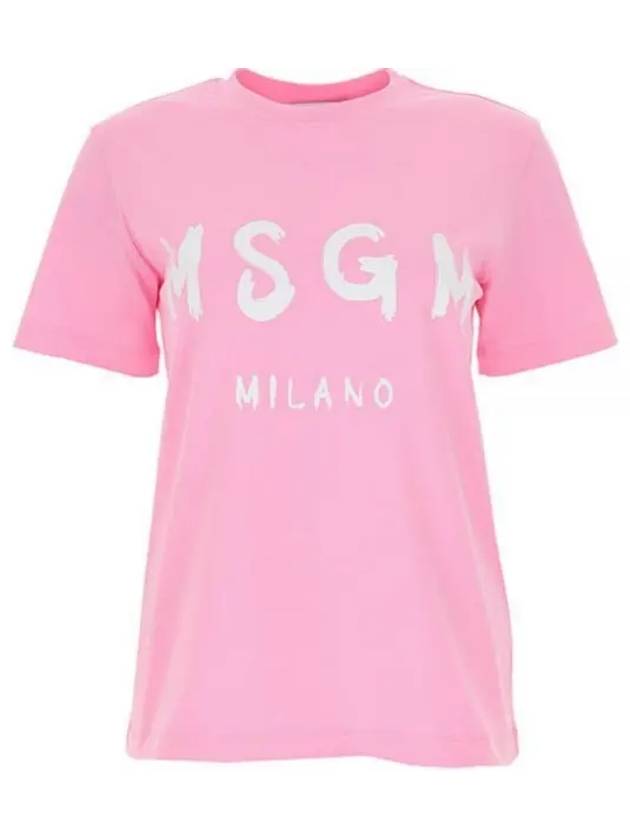 Brushed Logo Short Sleeve T-Shirt Pink - MSGM - BALAAN 2